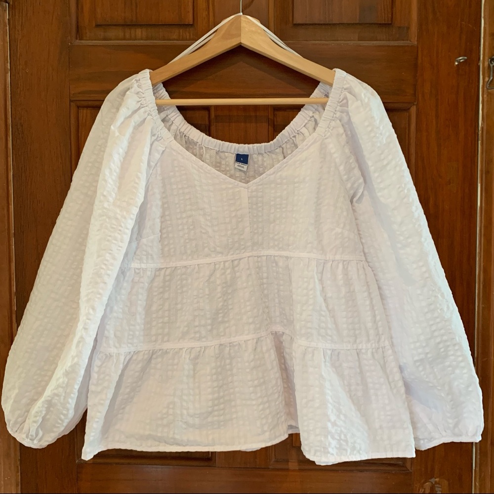 OLD NAVY Textured balloon sleeve off the shoulder top - LARGE